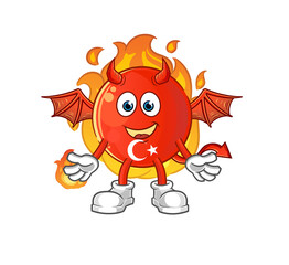 turkish flag demon with wings character. cartoon mascot vector