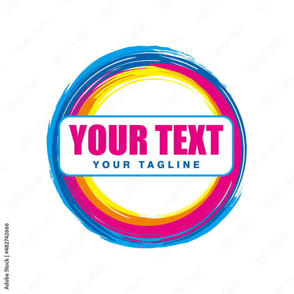 Poster abstract colorful circle brush design, colorful circle brush with copy space for text template vecto