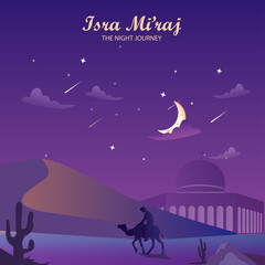 the concept of isra and mi'raj; the Night Journey. Flat vector template style Suitable for Web Landing Pages.