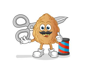 Fototapeta premium almond barber cartoon. cartoon mascot vector