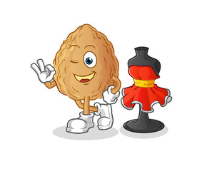 almond fashion designer vector. cartoon character