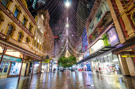 SYDNEY, AUSTRALIA. – On November 28, 2017. - "Boulevard of light" This is Christmas sparkle light forest installation at Pitt St Mall, Sydney Downtown.