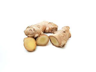 Organic dried ginger without chemicals The taste is spicy inside.  isolated on a white background isolated on a white background.