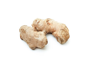 Organic dried ginger without chemicals The taste is spicy inside.  isolated on a white background isolated on a white background.