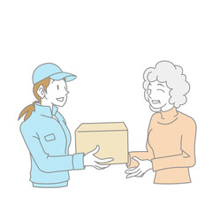 荷物を手渡す配達員