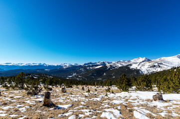 snow covered mountains from Yankee Hill