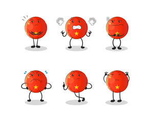 vietnamese flag angry group character. cartoon mascot vector