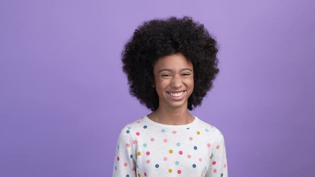 Humorous kid joking make face comic eyebrow isolated vivid color background
