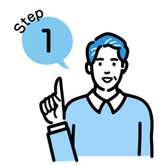 ステップ1　工程を説明する中年男性
