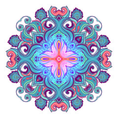 Fototapeta na wymiar Floral paisley indian vector colorful ornate seamless pattern