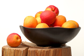 Fresh apricot fruits isolated on white background