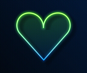 Glowing neon line Heart icon isolated on blue background. Romantic symbol linked, join, passion and wedding. Valentine day symbol. Vector