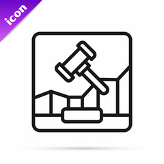 Black line Online internet auction icon isolated on white background. International trade concept. Investment, stock market exchange and trading. Vector