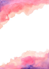 Obraz premium romantic pink and purple watercolor frame background for decoration on wedding, Valentine's day and lady concept.