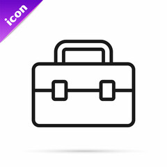 Black line Toolbox icon isolated on white background. Tool box sign. Vector