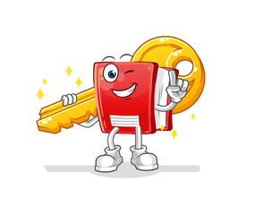 book carry the key mascot. cartoon vector