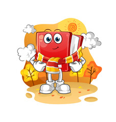 book in the autumn. cartoon mascot vector