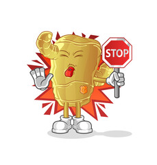 Ginger holding stop sign. cartoon mascot vector