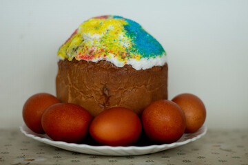 easter cake and eggs