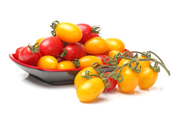 cherry tomatoes on white background 