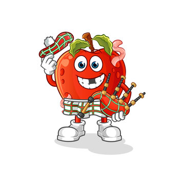 recommend clip art: apple with worm scottish with bagpipes vector. cartoon character