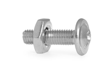 Metal bolt with jam nut isolated on white