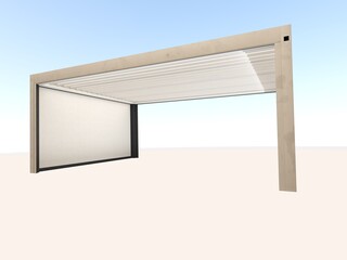 3d render of bioclimatic pergola, retractable aluminum pergola