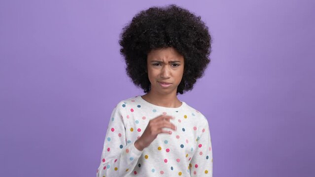 Negative child dislike stinky smelly stench isolated shine color background