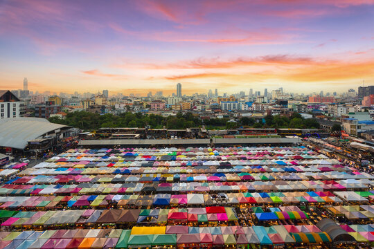Train Night Market Ratchada in Bangkok, Thailand