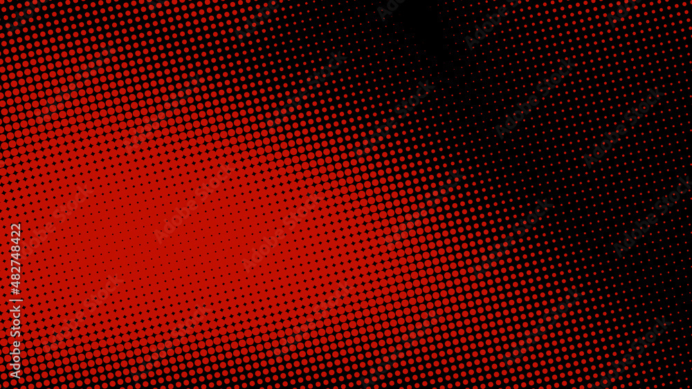 Poster dots halftone red black color pattern gradient texture background.
