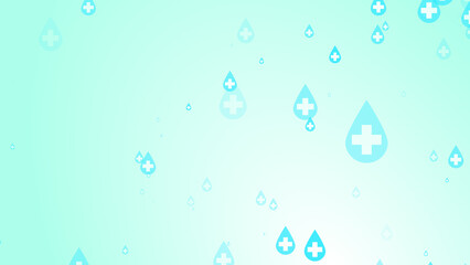 Medical health cross white on blue sanitizer drop pattern background. Abstract healthcare clean and Hygiene concept.