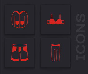 Set Leggings, Sweater, Bra and Short or pants icon. Vector