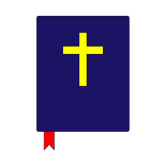 Holy bible icon. Colored element. Religion background. Isolated object. Flat design. Vector illustration. Stock image. 