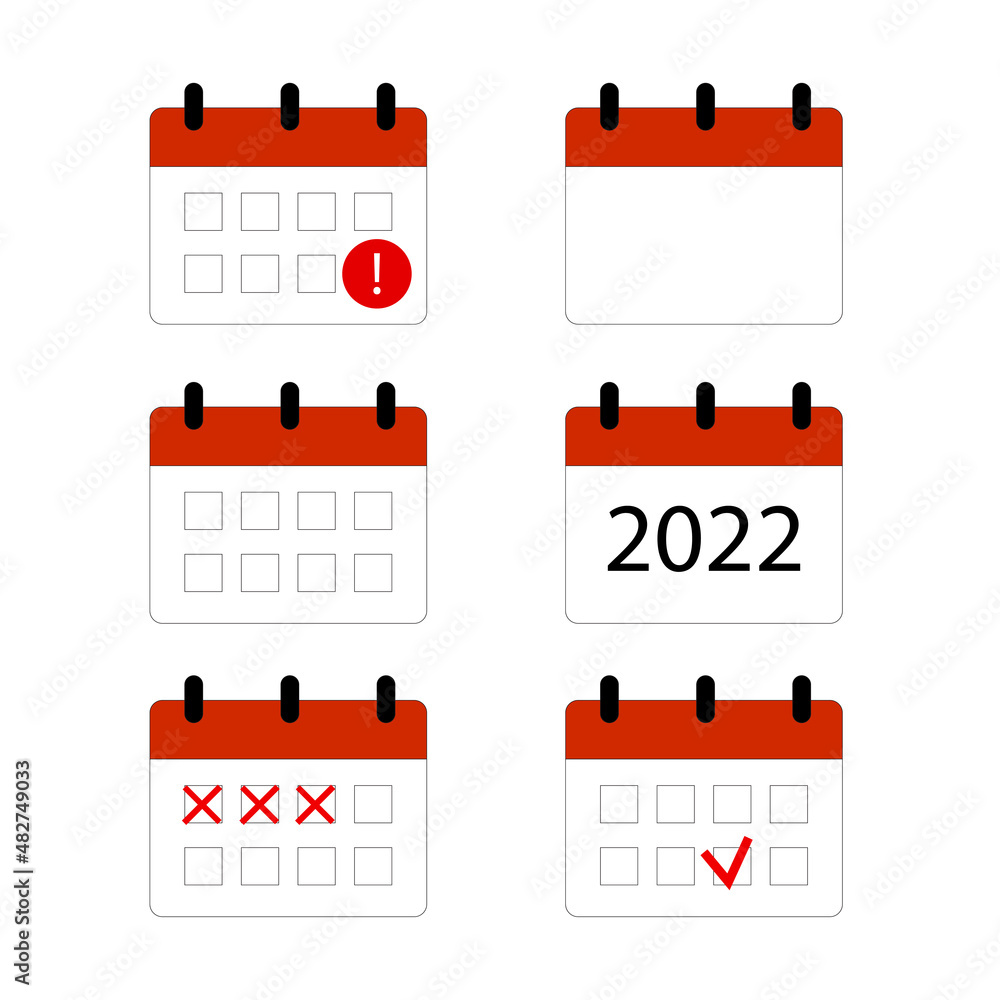 Poster planner icons set. colored calendar sign. daily symbol. app device. organizing concept. vector illus