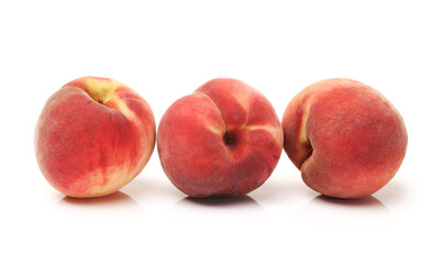 ripe peach on white background