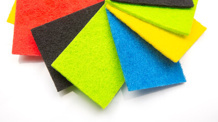colored samples of felt porous material on a white background
