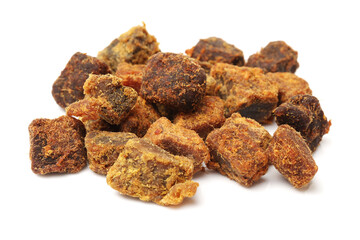 dry curry beef jerky isolated on white background 