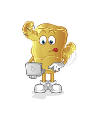Ginger with laptop mascot. cartoon vector