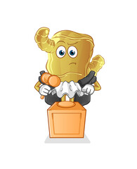 Ginger judge holds gavel. character vector