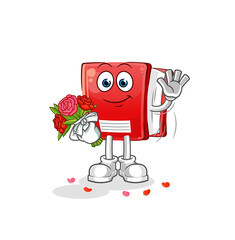 book with bouquet mascot. cartoon vector