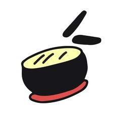 Set of doodles on chinese new year element. black and color hand drawn chinese newyear 2022