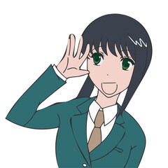 若い女性のスーツ姿　バストアップ　萌え絵