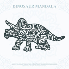 Dinosaur Mandala Vector. Boho Style SVG. Eps 10