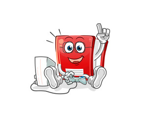 book playing video games. cartoon character