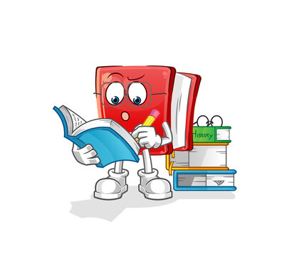book studying mascot. cartoon vector