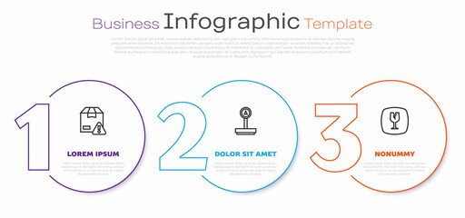 Set line Delivery security with shield, Scale and Fragile broken glass. Business infographic template. Vector