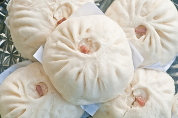White soft fluffy Chinese white BBQ pork baos