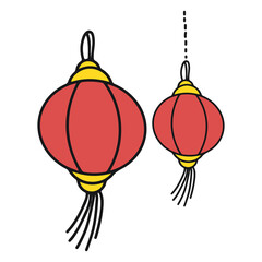 Set of doodles on chinese new year element. black and color hand drawn chinese newyear 2022