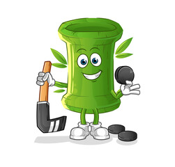 bamboo playing hockey vector. cartoon character