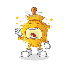 broom yawn character. cartoon mascot vector